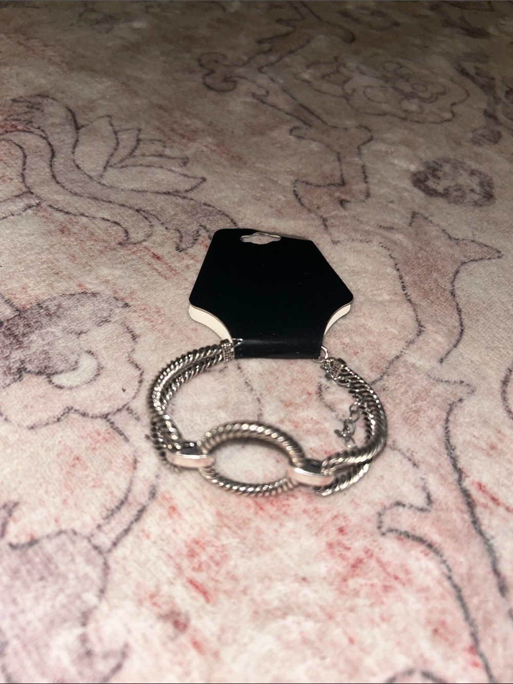 Silver Double-Rope Circle Link Bracelet